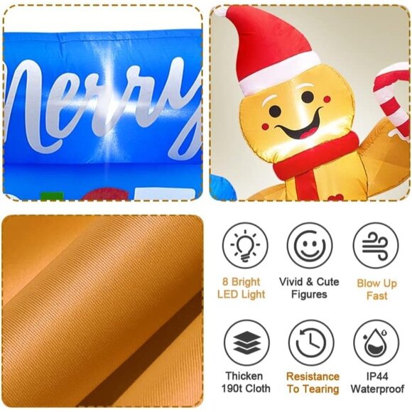 ⚡9FT Christmas Inflatable Merry Xmas Snowman LED Yard Outdoor Decoration - Picture 5 of 7